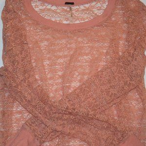 Poof Long Sleeve Top with Lace Style Detailing